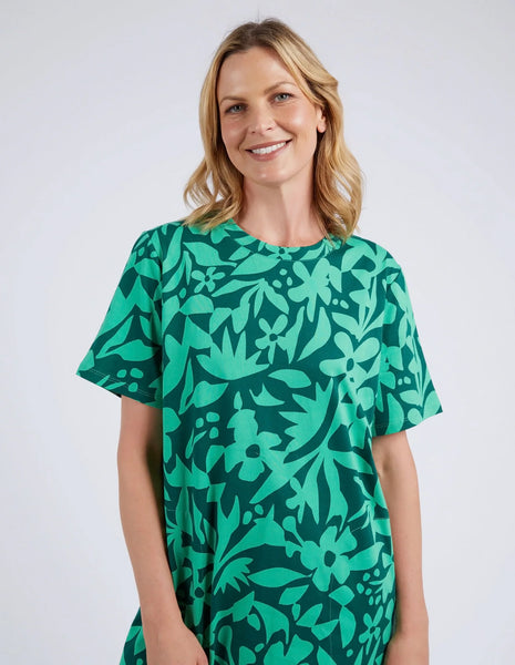 ELM Stencil Floral Tee Dress - Greenbriar Floral