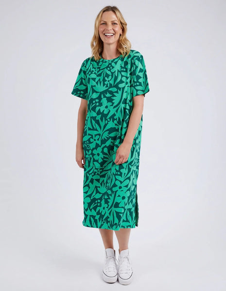 ELM Stencil Floral Tee Dress - Greenbriar Floral