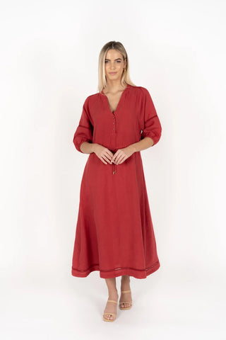 HUMIDITY Ambrosia Midi Dress - Brick