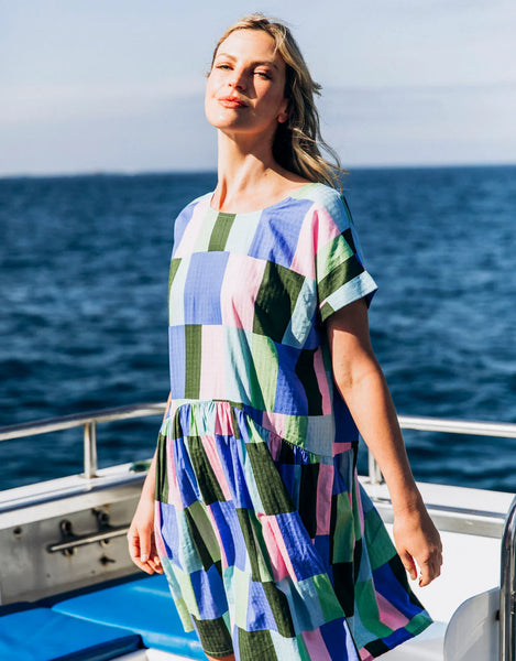 ELM Odyssey Dress - Blue/Green Print