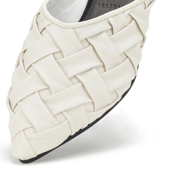 ROLLIE Pointed Mule Soft Woven - White