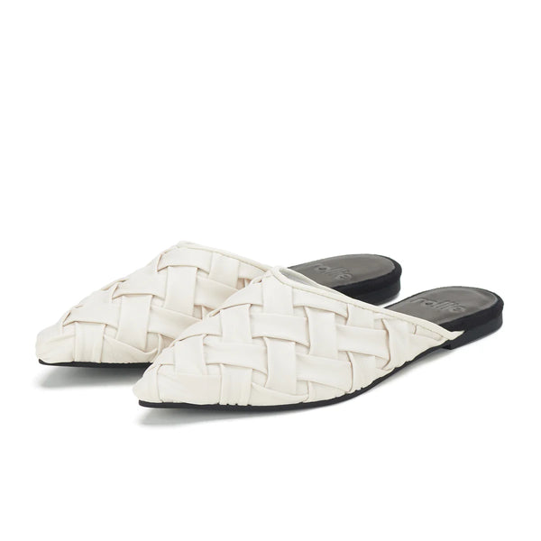 ROLLIE Pointed Mule Soft Woven - White