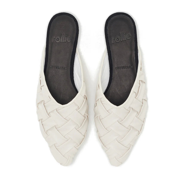 ROLLIE Pointed Mule Soft Woven - White