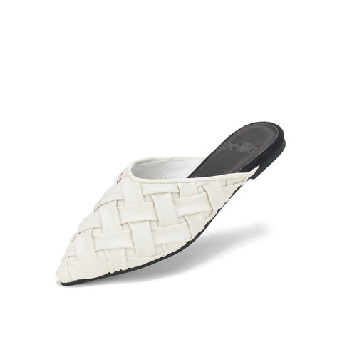 ROLLIE Pointed Mule Soft Woven - White