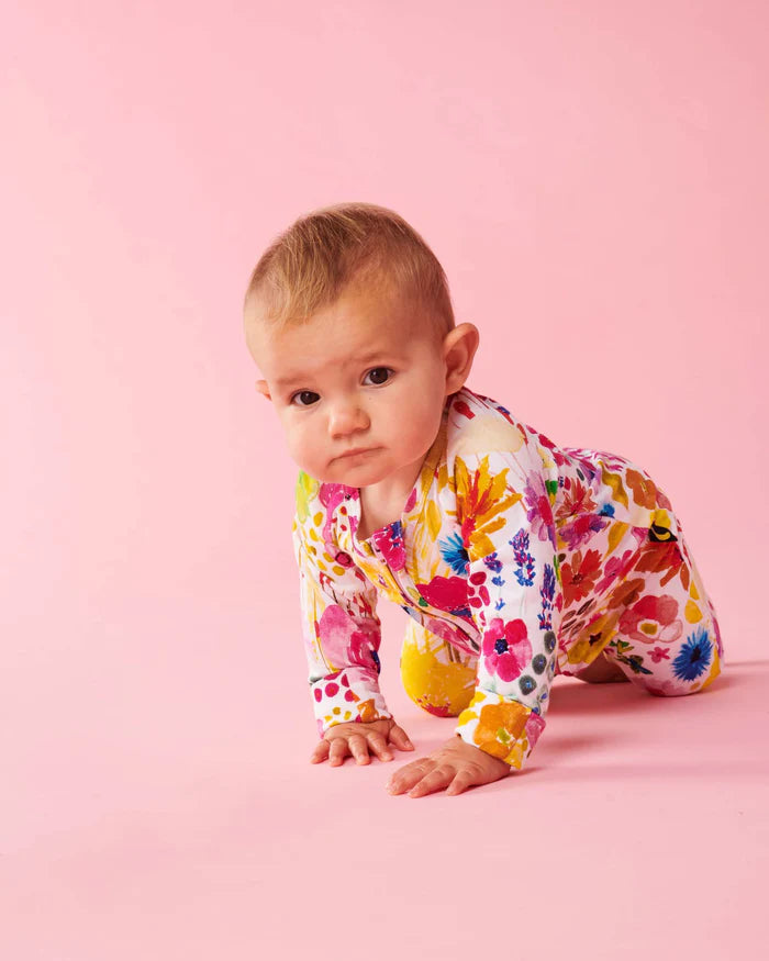 KIP & CO Organic Long Sleeve Zip Romper - Field of Dreams In Colour ...