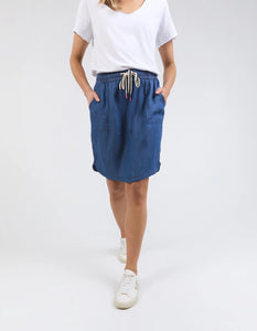 ELM Emmy Chambray Skirt - Dark Blue Wash