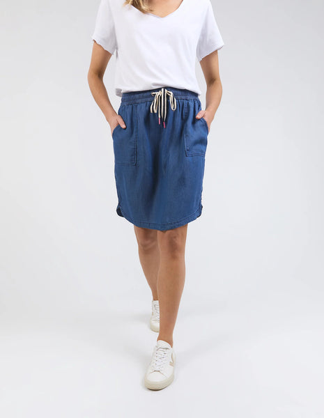 ELM Emmy Chambray Skirt - Dark Blue Wash