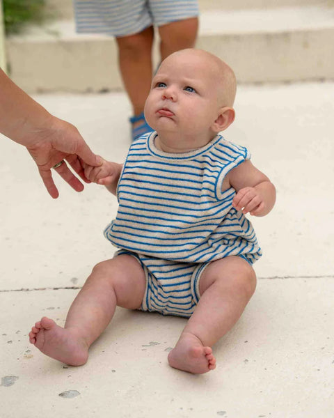 WALNUT Brodie Romper - Cobalt Stripe