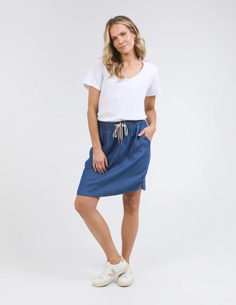 ELM Emmy Chambray Skirt - Dark Blue Wash