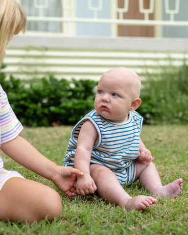 WALNUT Brodie Romper - Cobalt Stripe