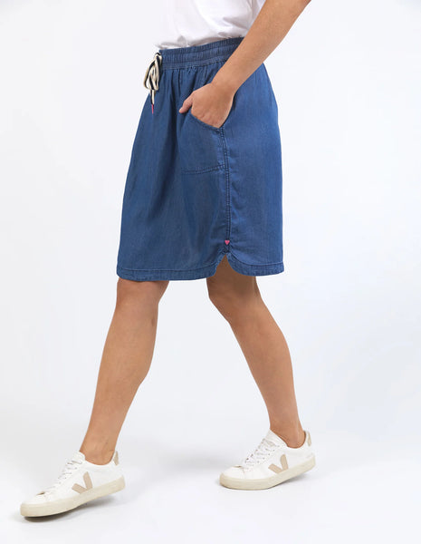 ELM Emmy Chambray Skirt - Dark Blue Wash