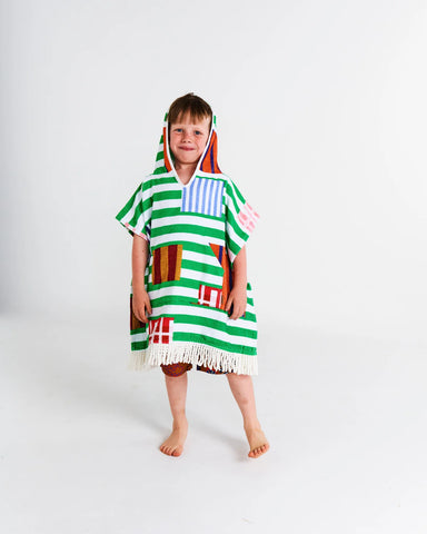 KIP & CO Kids Stripe on Stripe Printed Kids Terry Poncho