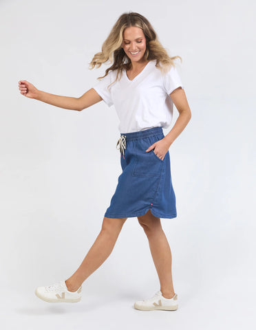 ELM Emmy Chambray Skirt - Dark Blue Wash